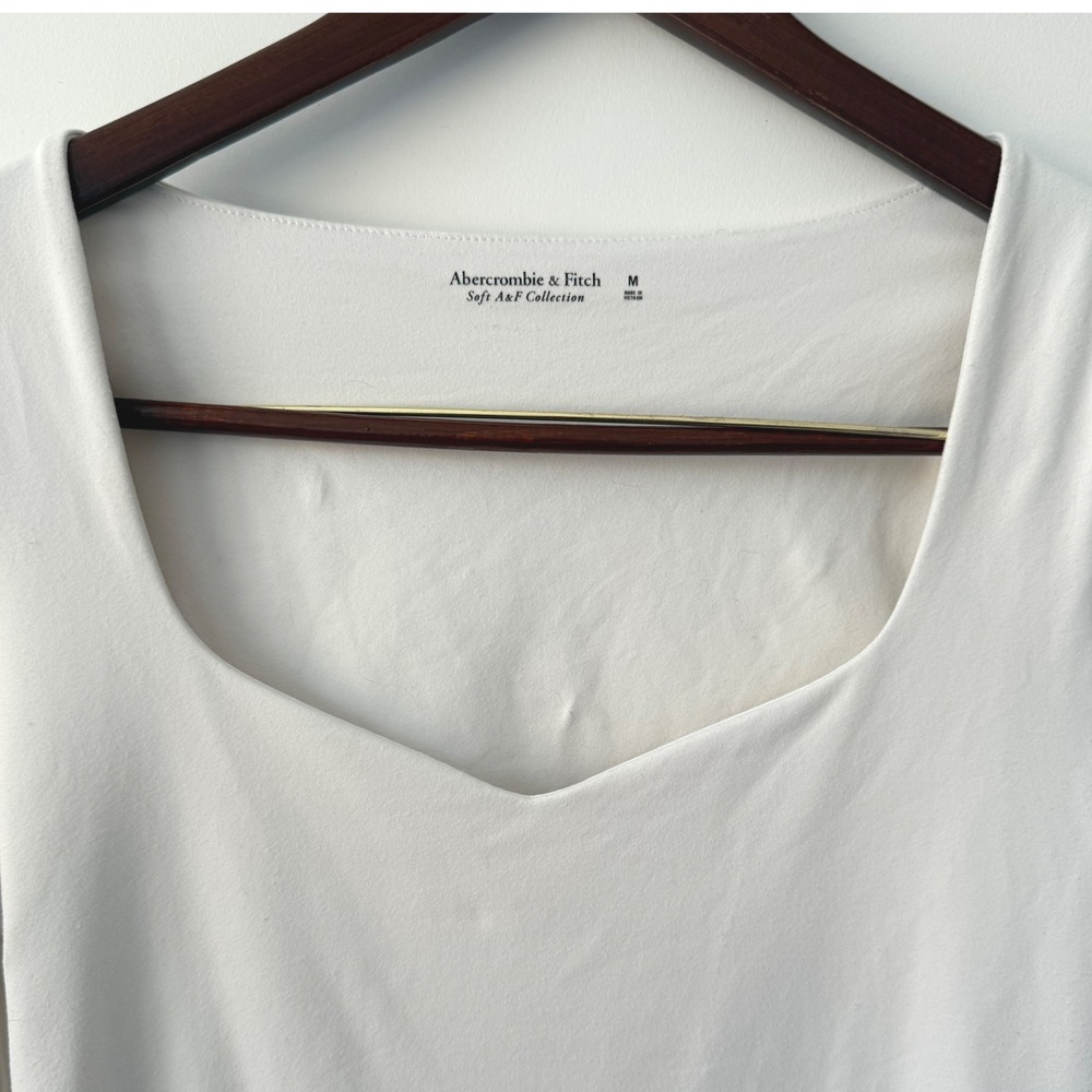 Abercrombie & Fitch Soft Bodysuit White Square Neck Long Sleeve Women's‎ Size M - Picture 6 of 9